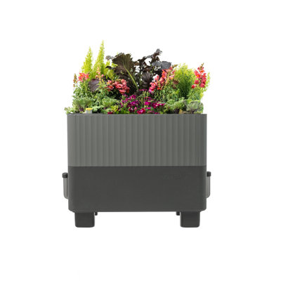 19.3" Tall 24" Wide Plastic Indoor/Outdoor Self-Watering Planter Box