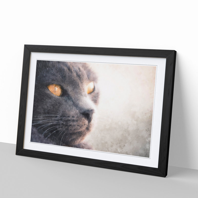 British Shorthair Cat Vol.2 - Picture Frame Painting, 36cm H x 48cm W x 2cm D, Black