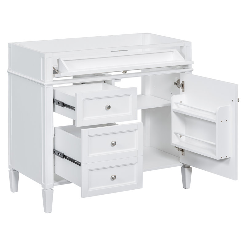 Meuble-lavabo de 36 po sans lavabo supérieur, armoire de rangement moderne avec 2 tiroirs et un tiroir basculant, structure en bois massif (n'inclut pas le lavabo)