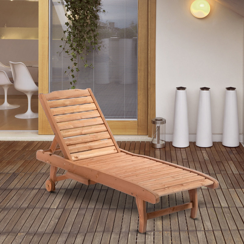 Chaise longue pour l'extérieur, dossier inclinable, table intégrée et roulettes pour bronzer