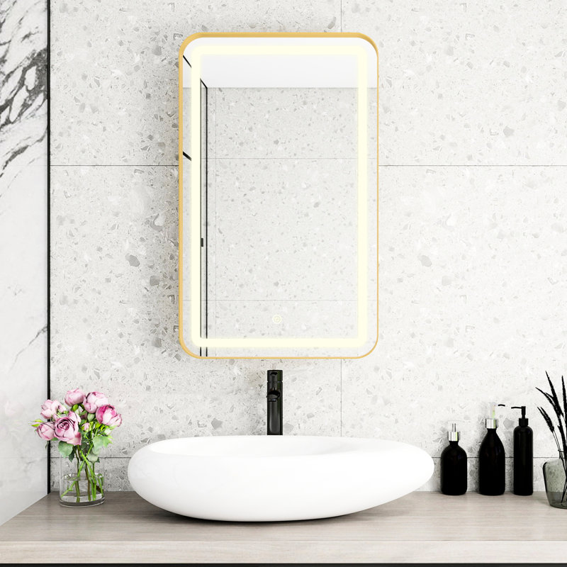 Miroir d'appoint Golden Mirror, 4.6" H x 20.16" W x 32.96" D, Golden