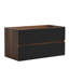 Meuble-lavabo mural 36 po en noyer avec tiroirs noirs doux SANS lavabo, armoire de salle de bain flottante murale-131570066