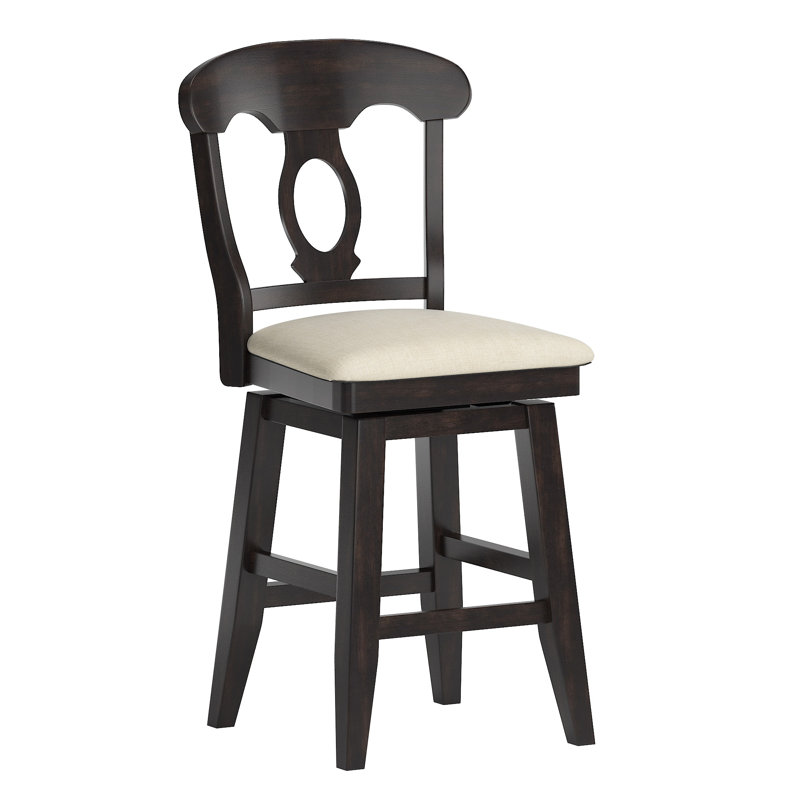 Fortville Swivel Upholstered Counter Stool, Counter Stool (25.8" Seat Height), Antique Black