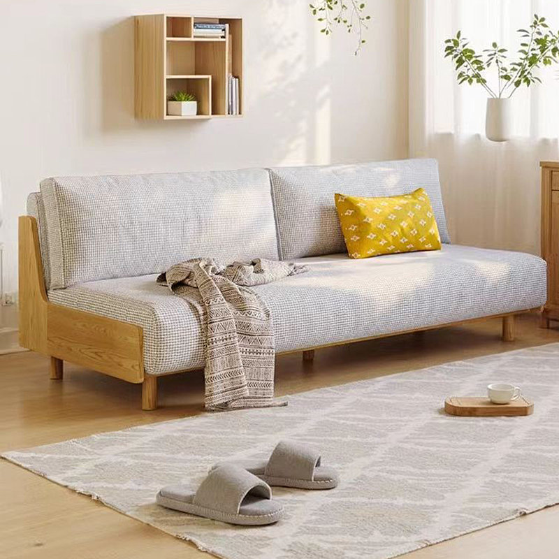 Causeuse en mélange de lin 59,06 po avec coussins décoratifs gris, H 33,46 po x l 59,06 po x P 33,46 po