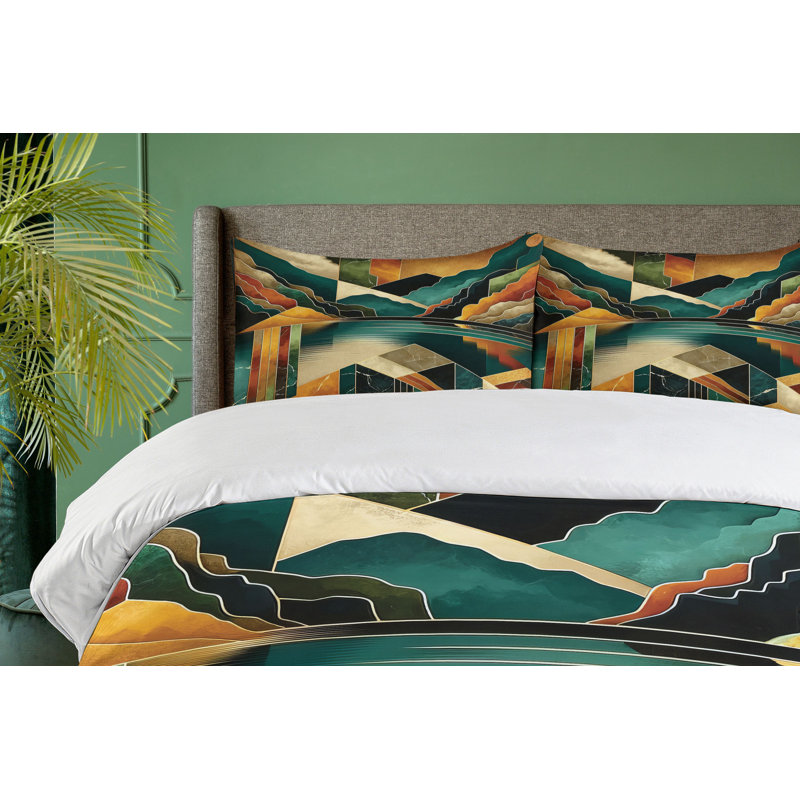 Mid Century Modern Duvet Cover, Queen Duvet Cover + 2 Standard Shams