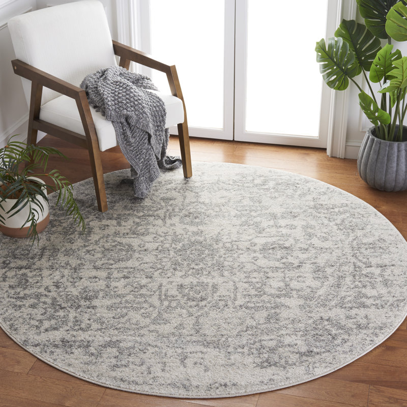 Peter Silver/Ivory Area Rug, Round 91cm