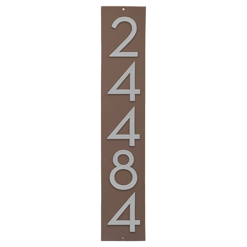 Plaque d'adresse verticale flottante de 6 po, Sable / argent, Oui