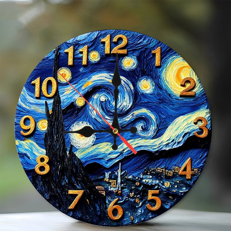 Horloge murale nuit étoilée Van Gogh