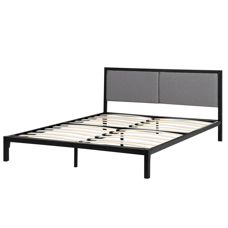 Primmer Upholstered Bed, European Kingsize (160 x 200 cm), Black