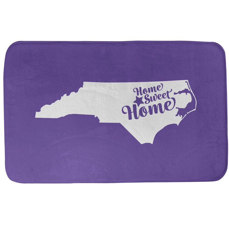 Tapis de bain antidérapant Colors, L 17 po x L 21 po, Jaune, Home sweet North Carolina