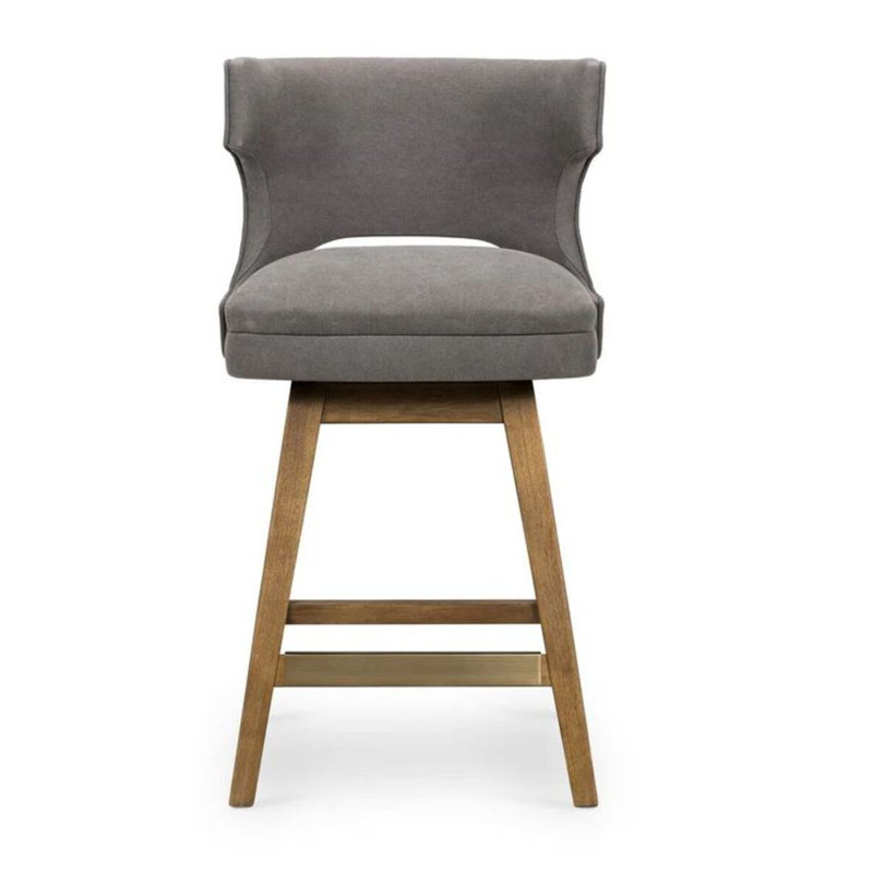 Sibanye Swivel Upholstered Counter Stool with Solid Wood Frame, 1