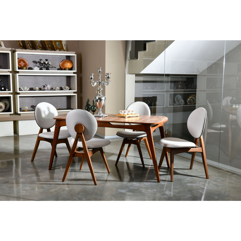 Cloud 4 - Person Dining Set, Walnut/Cream