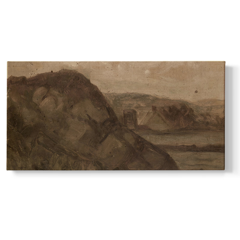 Série paysage - DCCDXLII - Toile tendue avec châssis tendue, prête à être accrochée, H 21 po x l 41 po, Doré