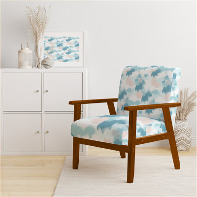 Chaise d'appoint Boho - Fauteuil rose et bleu à accoudoirs ikat rose