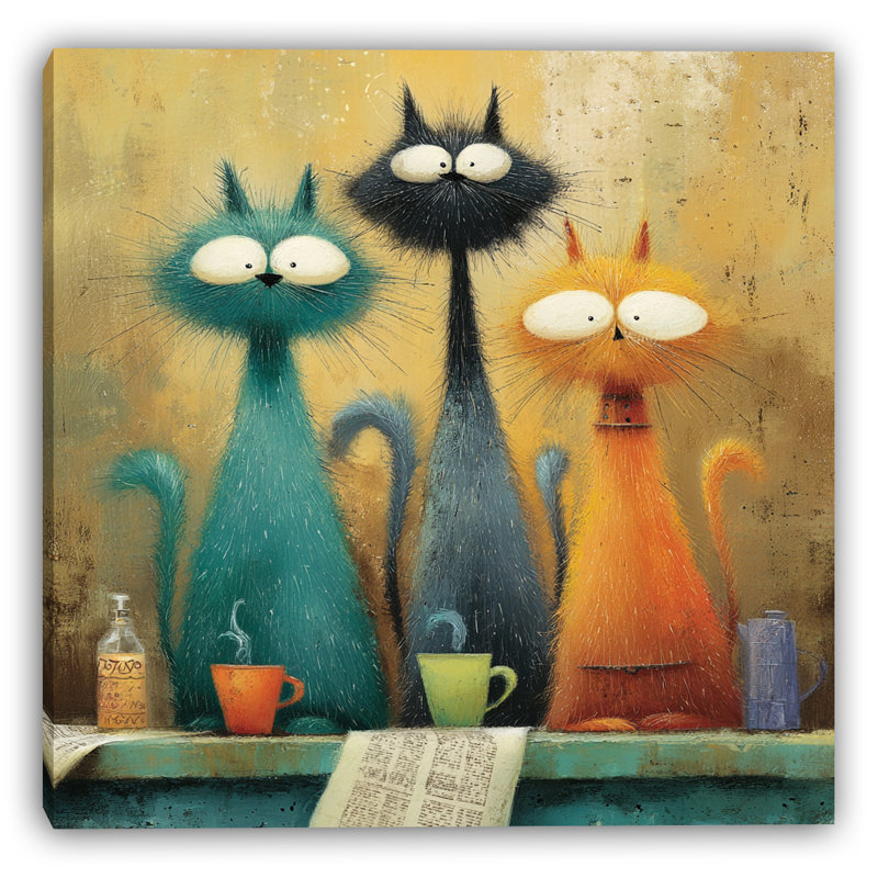 «Coffeehouse Cats», art mural sur toile tendue
