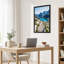 Art mural en bois, escalier en bois jusqu'au lac de montagne turquoise-155647425
