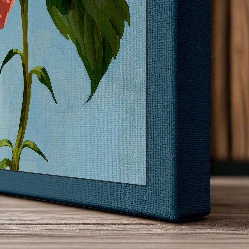 Hibiscus Study Botanical - Wrapped Canvas, 36x24 - 91.4 x 61.0 cm, Teal Border