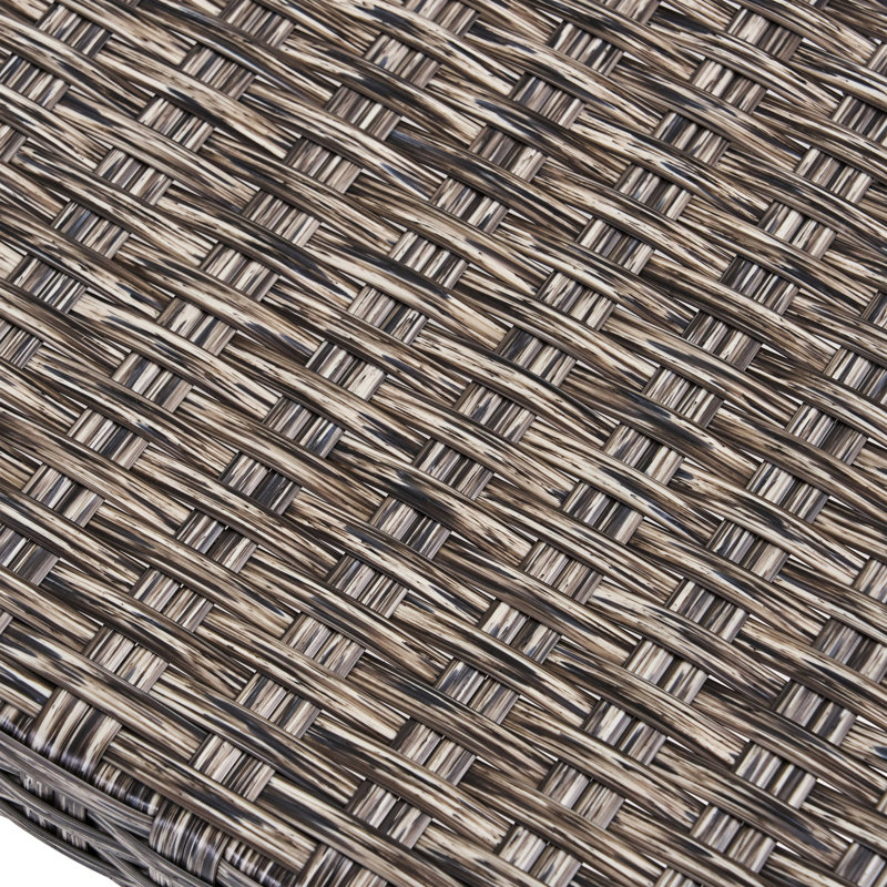 Patio Grey With Seating, Wood Structure And Iron Accents, Long-lasting Outdoor In Grey, Woven Seat, Frame Accents For Longevity