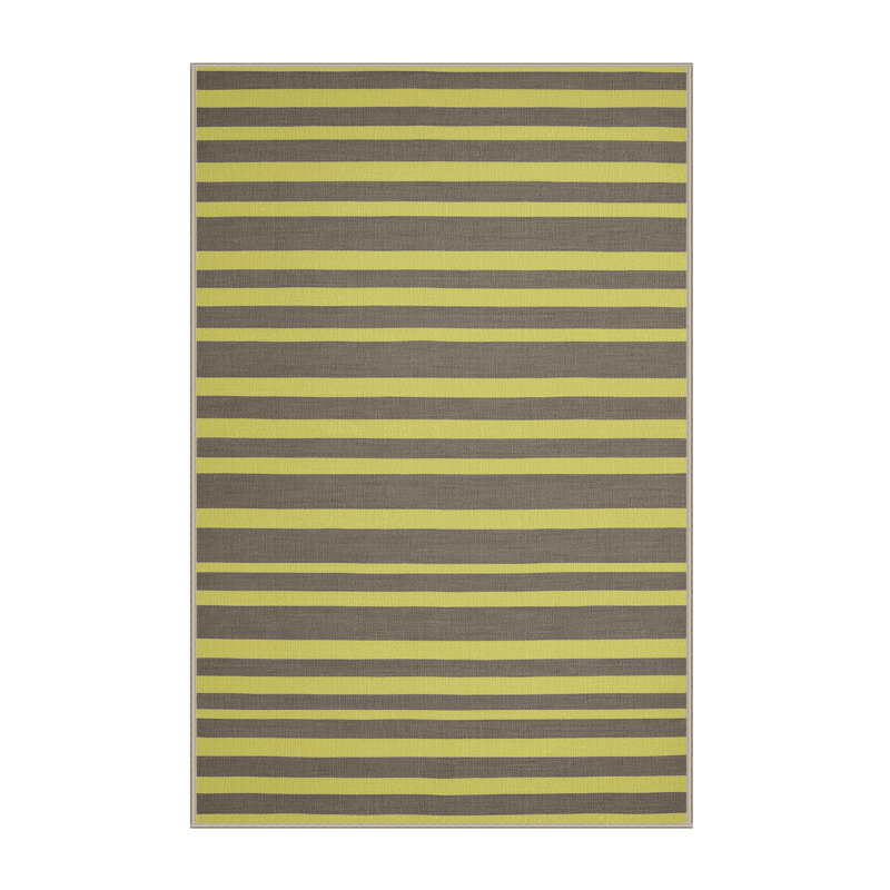 Machine Washable Horizontal Stripes Brown Area Rug, Rectangle 7' x 9'