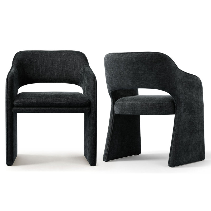 Upholstered Fabric Arm Accent Chair, Black