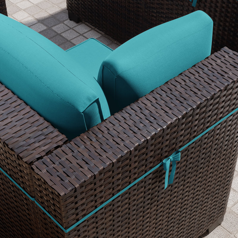 Canapé modulaire en osier 7 pièces en forme de L 7 pièces avec coussin, Vert