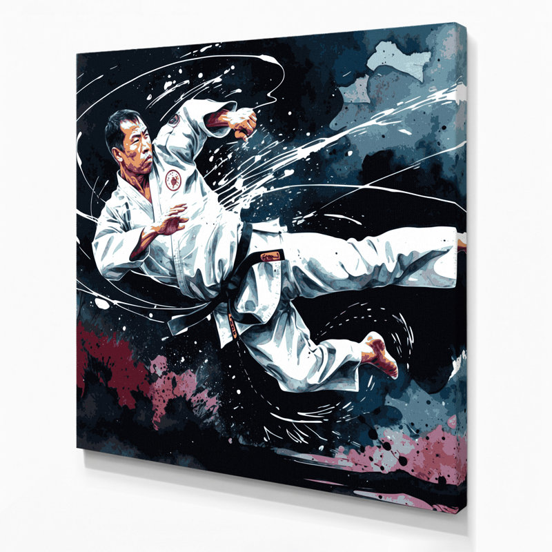 Art mural gris sur toile Sports Karate, H 32 po x l 32 po