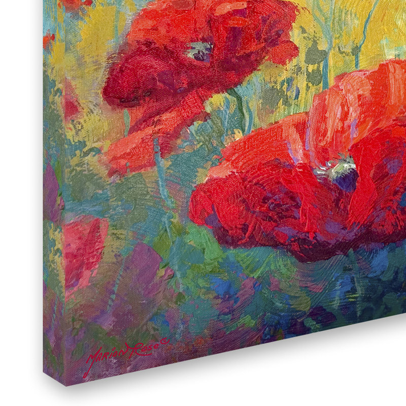 «Field of Poppies» par Mariaon Rose - reproduction d'art sur toile, H 14 po x l 19 po x P 2 po
