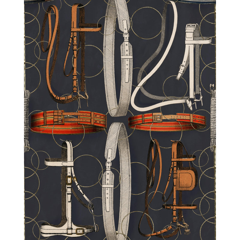 The Derby Wallpaper Roll, Anthracite/Brown/Red