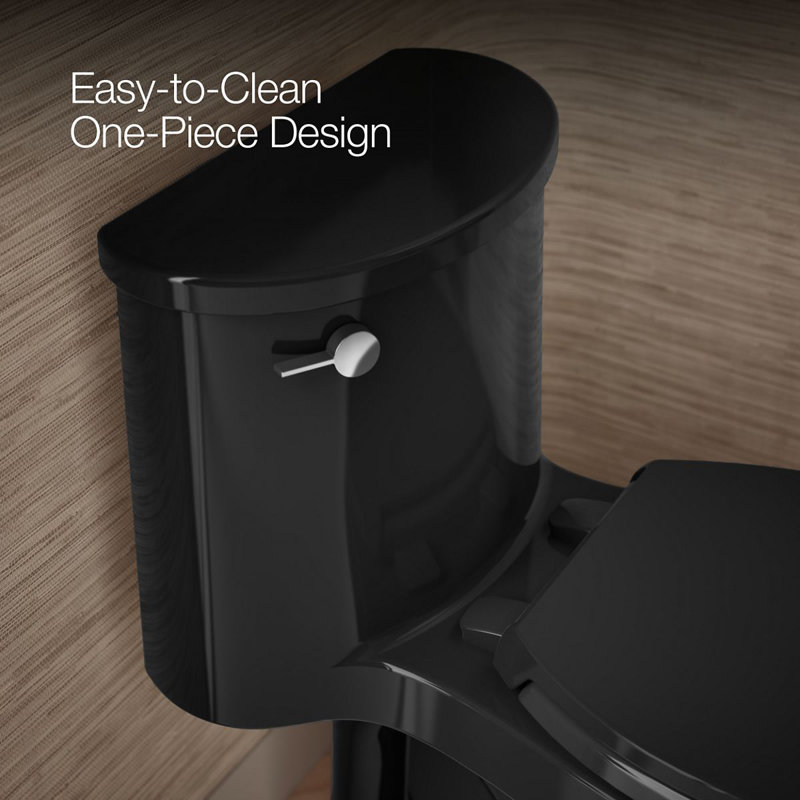 Adair 1.28 GPF Water Efficient Elongated One-Piece toilet (Seat Included), Black, Left-Hand