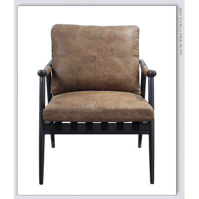 Berham Chestnut and Matt Iron Accent Chair with Metal Leg