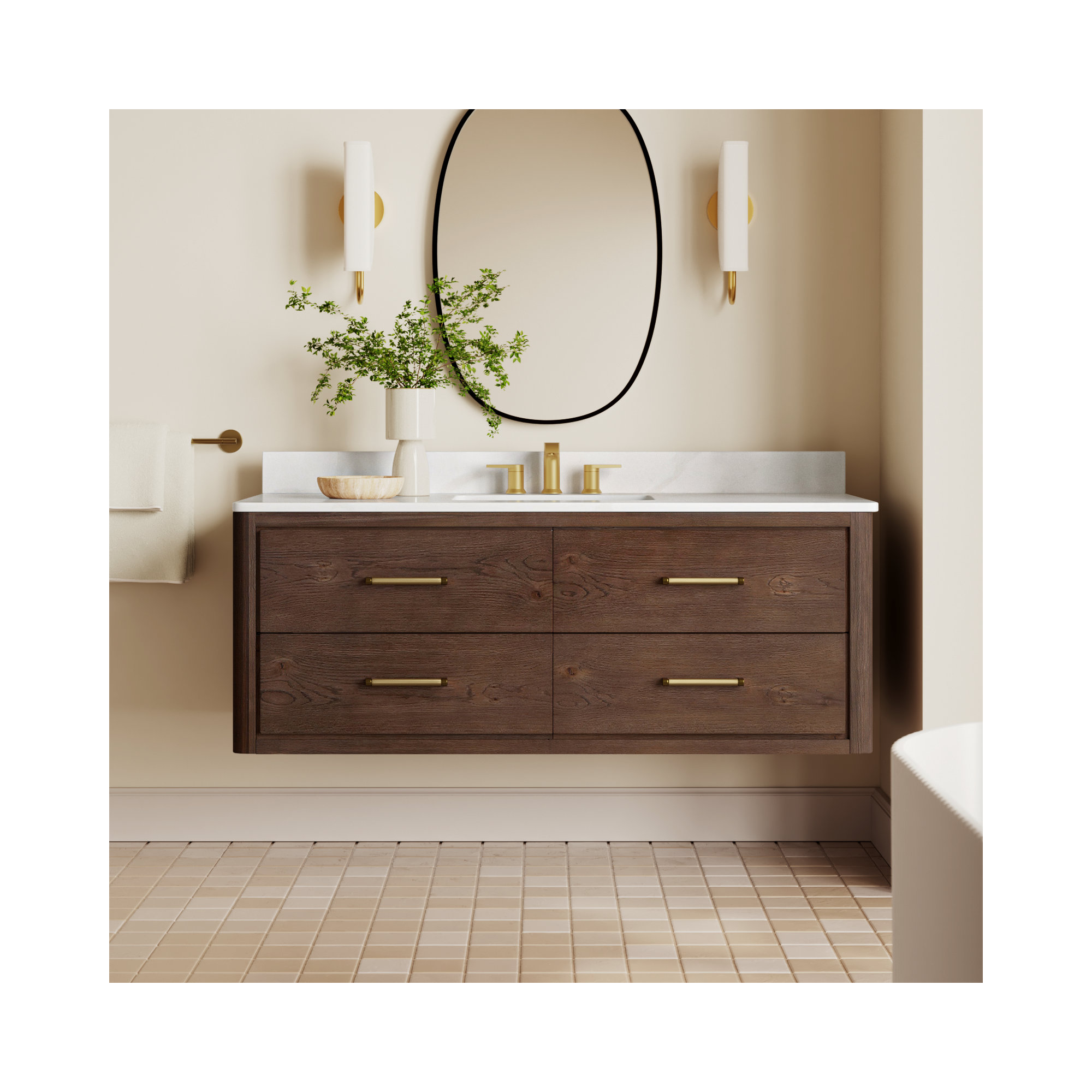 Cristo 55'' Single Bathroom Vanity, Dark Brown Oak