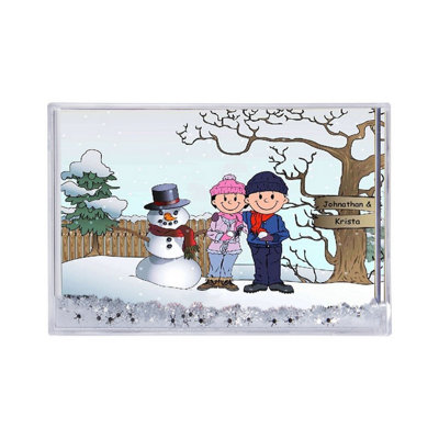 Personalized Snowman Family - Couple MINI Snow Globe Frame Gift