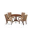L'ensemble 5 pièces de table et chaises de cuisine comprend une table de salle à manger ronde avec piédestal et 4 chaises Parsons en tissu de sable sable clair, acajou-1738976235-1738976234-1738976233