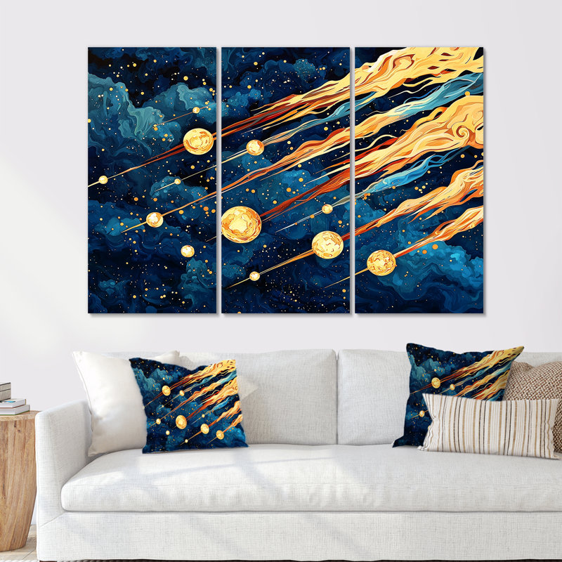Radiant Cascade Of Comets II - Space, impression d'art mural, H 28 po x l 36 po, Wrapped Canvas, Does Not Apply