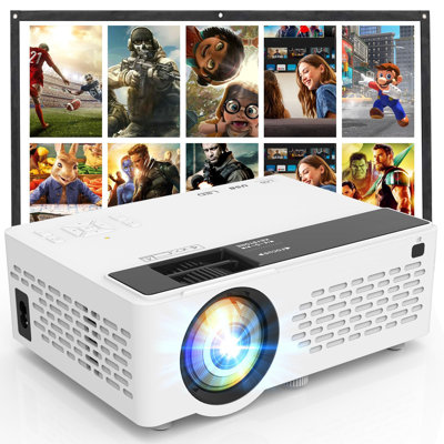 Mini Projector, Upgraded Bluetooth Projector With Screen, 1080P Full HD Portable Projector, Movie Projector Compatible With TV Stick Smartphone/HDMI/U -  MASTER CRAFT WINDOW AND DOOR, B082F13J55