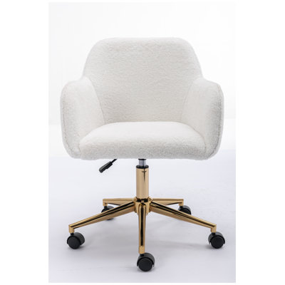 Modern Teddy Fabric Adjustable Height Swivel Stool - White