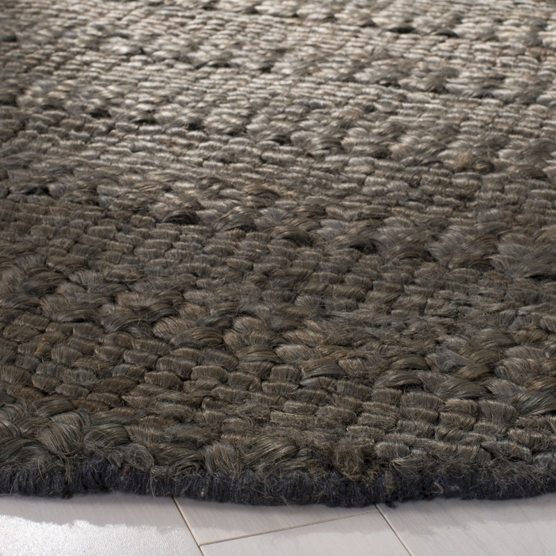 Paucar Natural Fiber Hand Woven Jute/Cotton Solid Color Rug in Charcoal Gray, Rectangle 2' x 3'