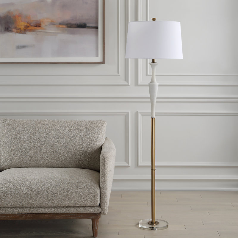 Quishawn White Stone Floor Lamp