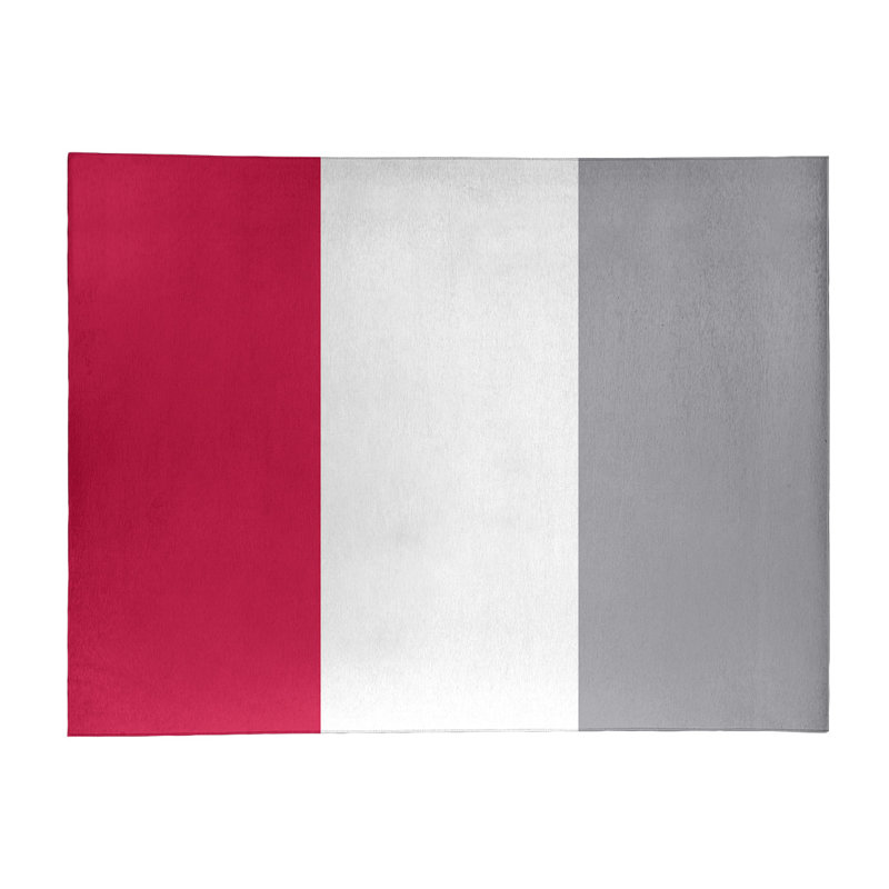 Tapis rouge rayé/argenté, Rectangle 5 pi x 7 pi