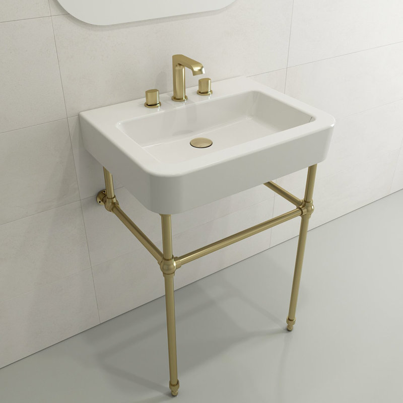 Parma 25.59'' L Bathroom Sink, White, Single-Hole