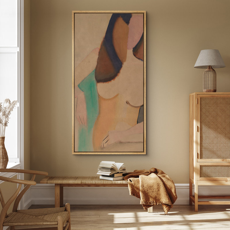 Art moderne de silhouette féminine moderne - reproduction d'art sur toile encadrée, H 60 po x l 30 po x P 1,5 po, Naturel