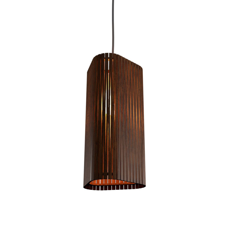 Living Hinges 1 - Light Pendant, Imbuia, 7.87" H x 6.3" W x 6.3" D