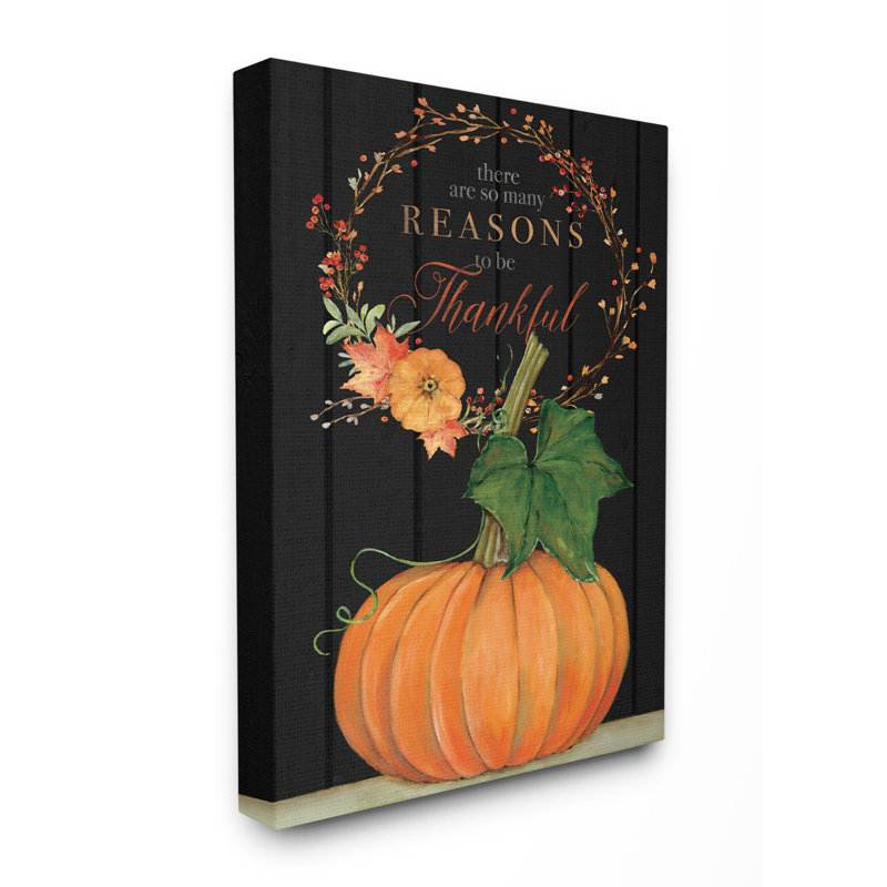 «Raisons to Be Thankful Pumpkin Fall Autumn Seasonal» par Stephanie Workman Marrott - impression d'art graphique