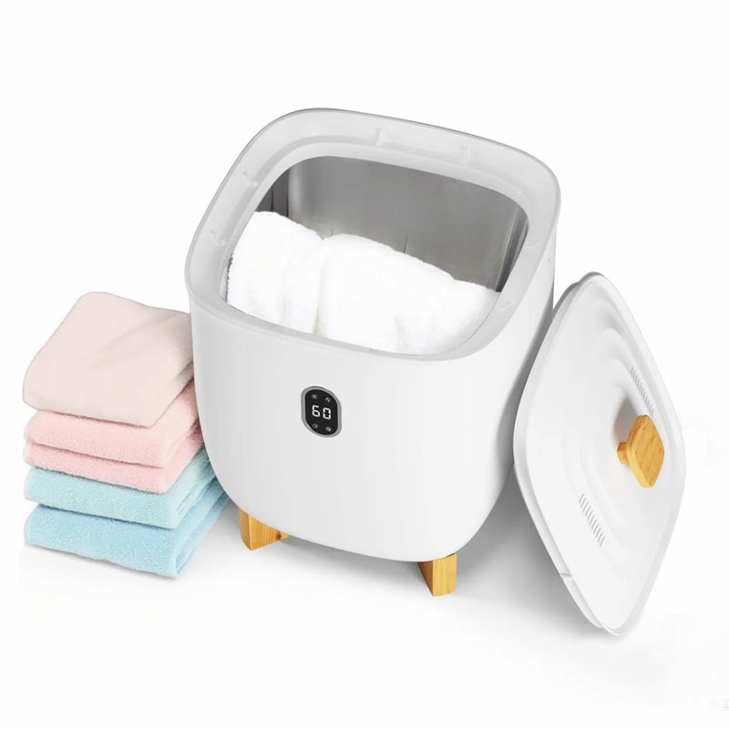 Sèche-serviettes électrique 20L en ABS blanc avec séchoir à deux modes de chauffage et de séchage, minuterie intégrée, arrêt automatique et affichage à DEL pour la salle de bain, le spa et la maison