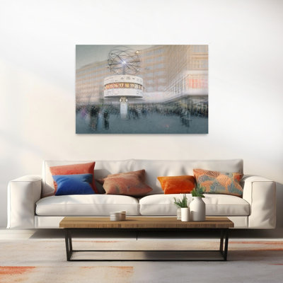 Berlin World Clock Square Modern Abstract Architecture City Wall Art Print