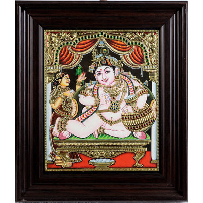 Baby Krishna Framed Tanjore Painting