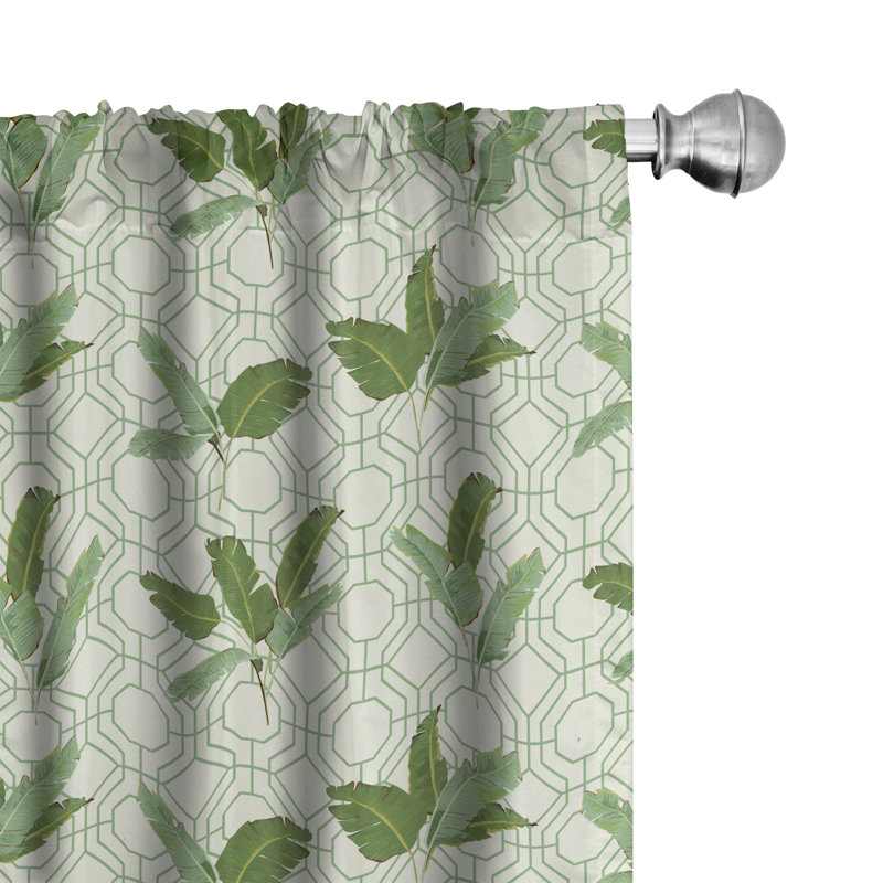 Rideaux 4 panneaux Ambesonne Retro, feuilles de palmier géométriques, vert olive et crème, L 56 po x L 84 po