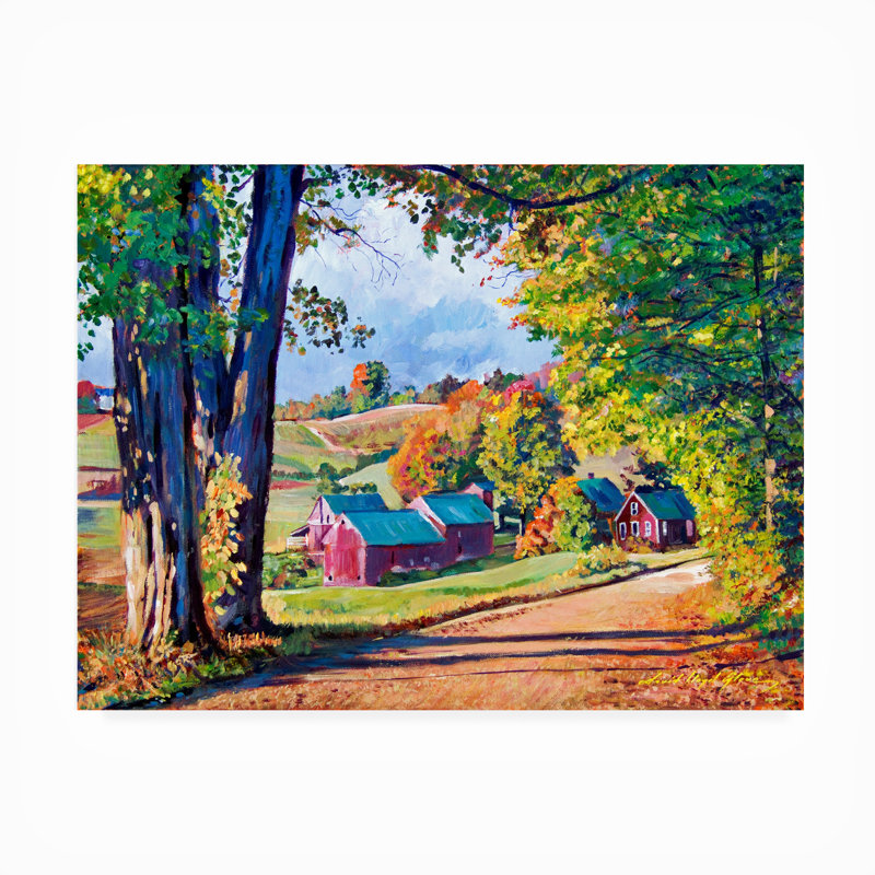 Toile pour l'extérieur «Road To Jenne Farm Vermont» par David Lloyd Glover, H 14 po x l 19 po x P 1,5 po