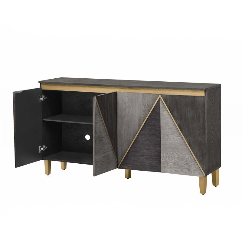 Buffet rétro 60 "avec tablettes réglables, Gris
