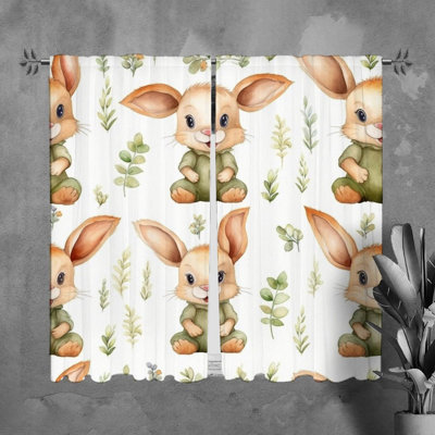 Rideaux Bunny rideaux animaux brun / vert